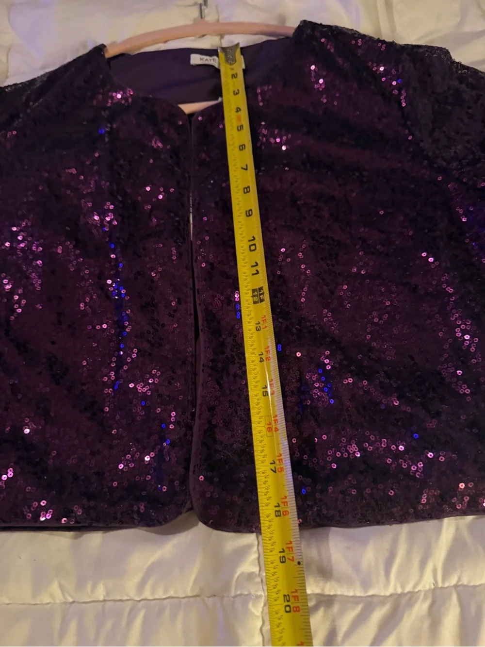 Kate Kasin Purple Sequin Open-Front Cape Jacket - Picture 3 of 7